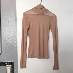 Nude turtleneck long sleeve top